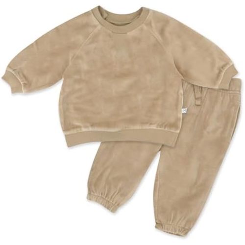 HONESTBABY Velour Pullover Hoodie and Zip Front Sweatshirt and Jogger Sweatpants Set