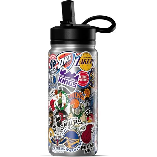 Hydrapeak x NBA Officially Licensed All Team Sticker Print 20 oz Insulated Water Bottle with Straw Lid and Handle
