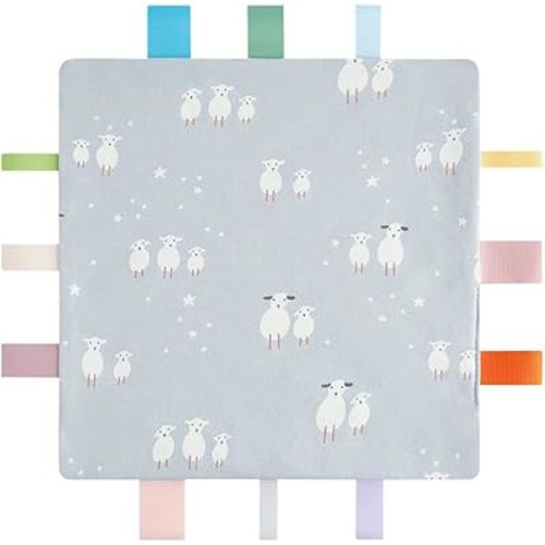 Baby Tags Security Blanket, Sensory Soothing Taggies Blanket for 3-12 Months Boys and Girls (Sheep)