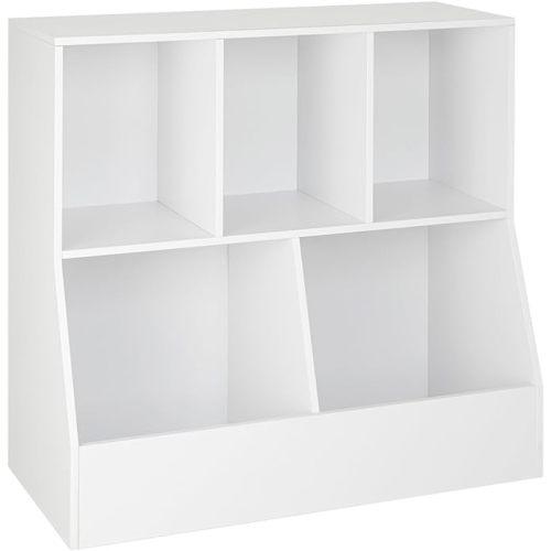 DINZI LVJ Toy Storage Organizer, Kids Bookshelf, Wood Toy Storage Cabinet, 5 Cubby Children Bookcase, Toddler Book Toy Shelf for Playroom, Bedroom, Nursery, Hallway, School, 31.5" Long, White