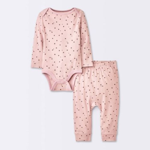 Baby Girls' 2pc Stars Wide Ribbed Long Pink