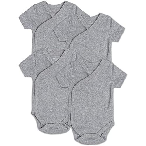 Baby Side Snap Bodysuit Set, 100% Cotton Boy Girl Unisex Kimono Onesie, 4 Pack