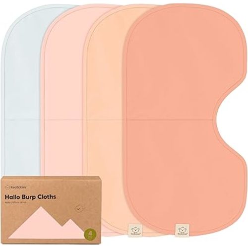 KeaBabies 4-Pack Baby Burp Cloths Baby Girl, Boy - Organic Cotton Burp Cloth, Extra Large, Absorbent, Soft Burping Cloths & Bibs Set for Babies, Newborn Burp Clothes, Thick Burp Rags (Flora Dew)