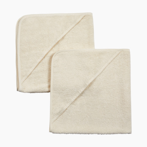 Tiny Kind Organic Hooded Towel 2-Pack - Antique White, 0-24 M