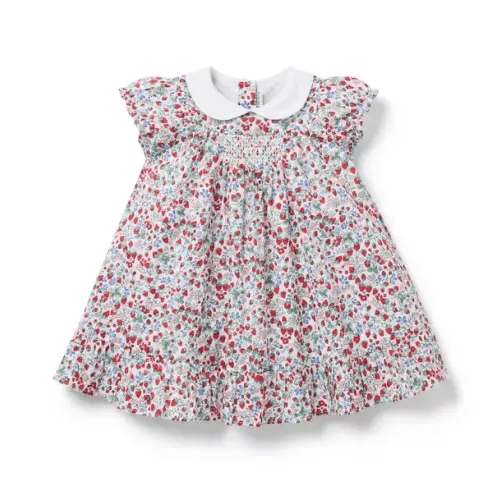 Newborn Moto Red Strawberry Ditsy Floral Baby Ditsy Strawberry Floral Dress by Janie and Jack