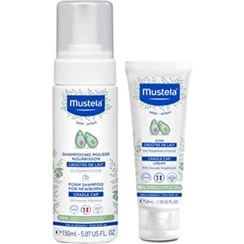 Mustela Baby Cradle Cap Bundle - Natural Baby Shampoo & Cradle Cap Cream - with Natural Avocado - 2 Piece Set