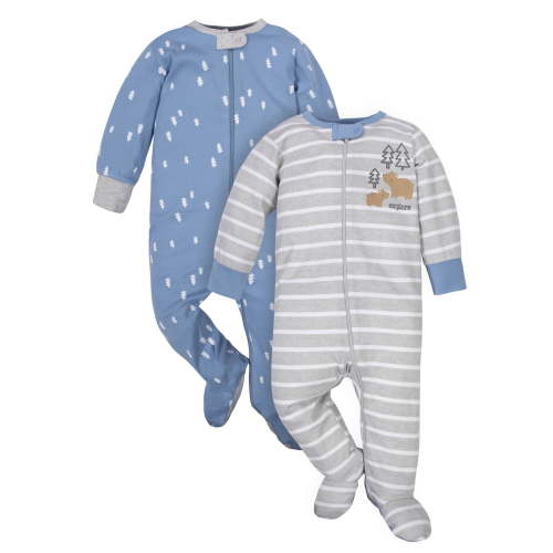 Wonder Nation Baby Neutral Zip Up Sleep N Play Footed Pajamas, 2-Pack, Sizes Newborn - 6/9 Months