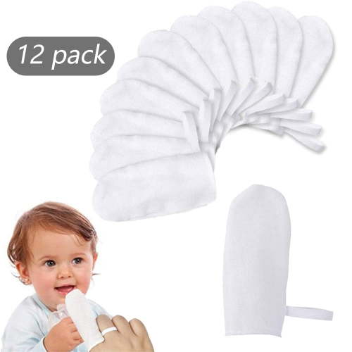 POINTERTECK 12 Pcs Baby Finger Toothbrush Soft Safe Oral Massage Toothbrush Tongue Cleaner Brushes for Toddlers Kids Baby