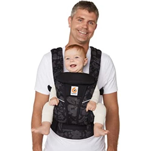 Ergobaby All Carry Positions Breathable Mesh Baby Carrier Newborn to Toddler with Enhanced Lumbar Support & Airflow (7-45 Lb), Omni Breeze, Onyx Blooms