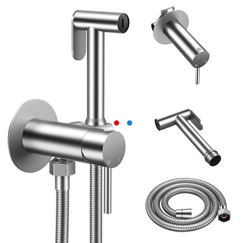 Arofa Built-in Hot and Cold Bidet Sprayer for Toilet, Warm Water Bidet with Adjustable Water Pressure, Dual Control Mode Bidet Toilet Sprayer with Bidet Hose for Feminine Wash, Wall Mounted
