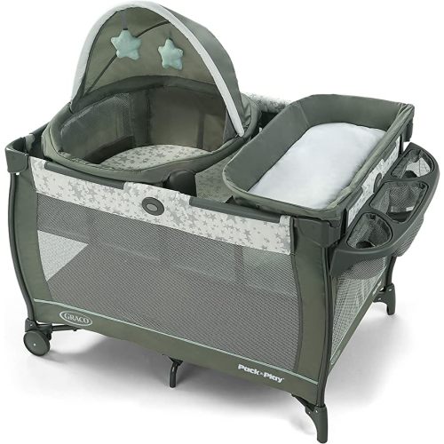 Graco Pack ’n Play Travel Dome Playard, Portable Bassinet with UV Canopy, Full‑Size Infant Bassinet, Diaper Changer