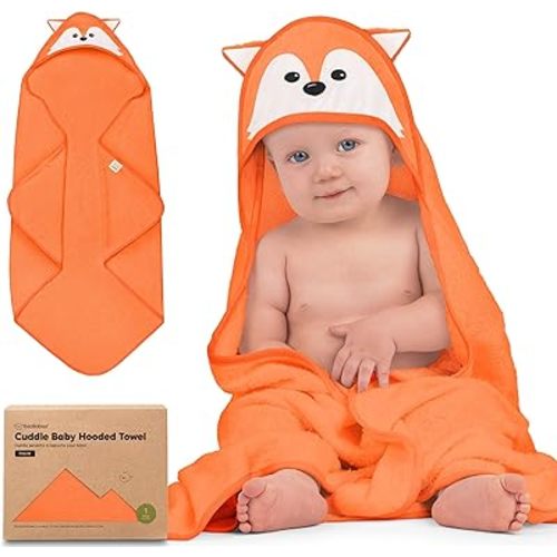 KeaBabies Hooded Baby Towel for Newborn - Viscose Derived from Bamboo Large Baby Bath Towels with Hood for Boys, Girls, Toddler, Extra Absorbent & Soft Newborn Bath Essentials (Fox)