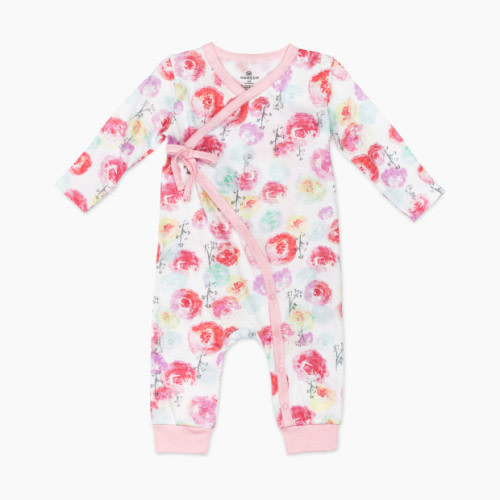 Honest Baby Clothing Organic Cotton Side Tie Coverall - Rose Blossom, 0-3 M