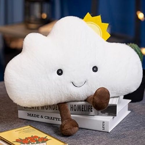 Sun Shaped Plush Pillow,Smiling fun filled sun, stars, moon, cloud shaped plush toys for home decoration, as birthday gifts for Children and girls (clouds)