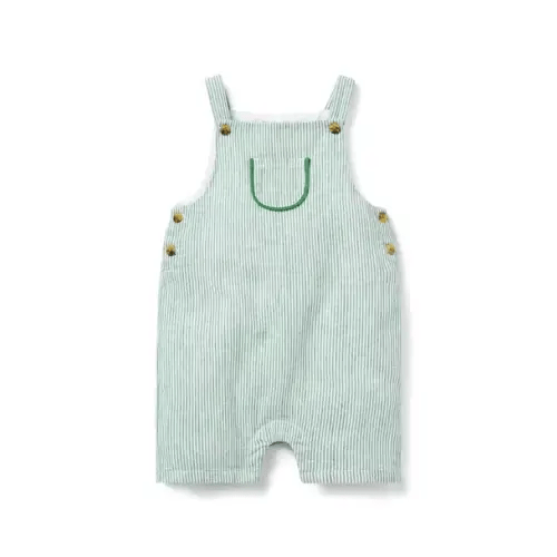 Newborn Dark Green Stripe Baby Striped Linen-Cotton Overall by Janie and Jack