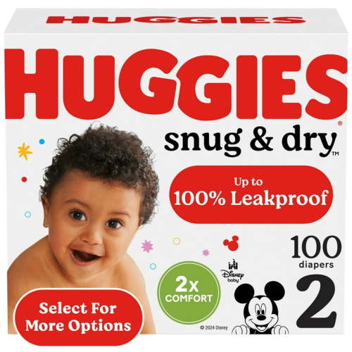 Huggies Snug & Dry Baby Diapers, Size 2 (12-18 lbs), 100 Ct (Select for More Options)