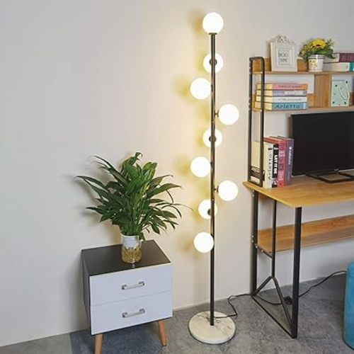 Hsyile Modern Creative Black Floor Lamp for Living Room,Bedroom,Office,Globe High Pole Standing Lamp, Tree Lamp,9 Bulbs Included