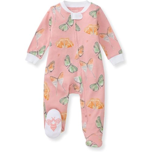 Burt's Bees Baby Baby Girls' 100% Organic Cotton Zip Front One-Piece Sleep & Play Loose Fit Pajamas