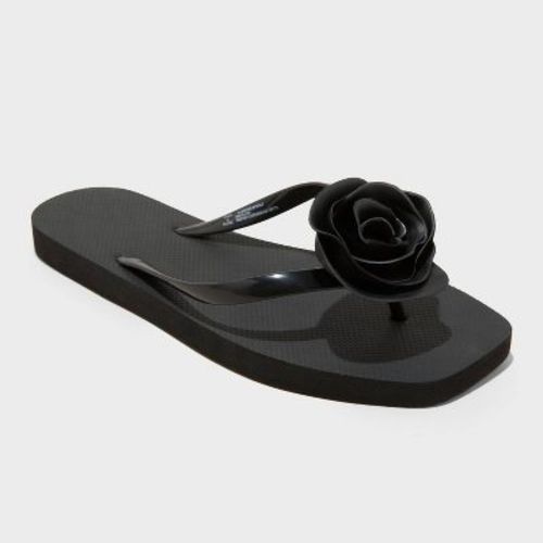 Women's Rosette Thong Flip Flop Sandals - Shade & Shore™ Black 5