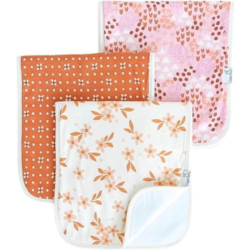 Copper Pearl Baby Burp Cloth Large 21''x10'' Size Premium Absorbent Triple Layer 3-Pack Gift Set Rue