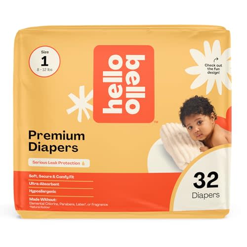Hello Bello Diapers, Size 1 (8-12 lbs) Superstars, 32 Count of Premium Disposable Baby Diapers, Hypoallergenic with Soft, Cloth-Like Feel