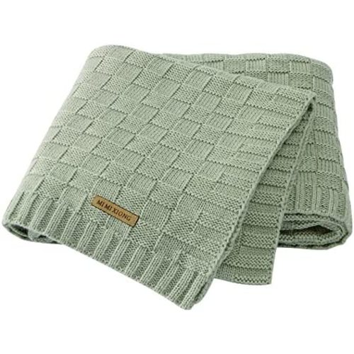 LAWKUL Cable Knit Baby Blanket Green Crochet