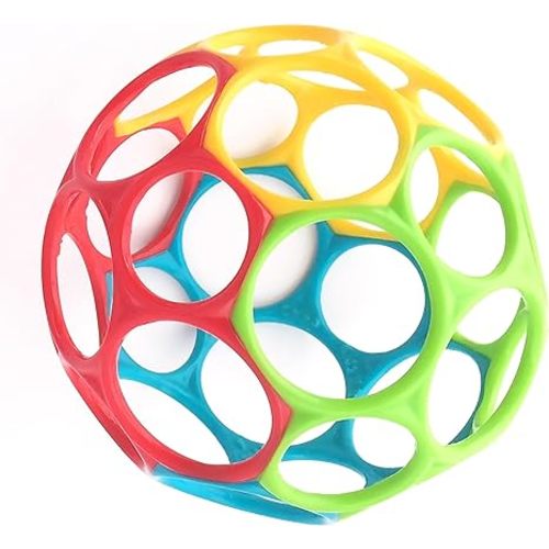 Bright Starts Oball Easy Grasp Classic Ball BPA-Free Infant Toy in Red, Yellow, Green, Blue, Age Newborn and up, 4 Inches
