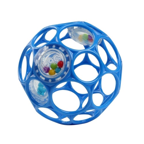 Bright Starts Oball Easy-Grasp Rattle BPA-Free Infant Toy in Blue, Age Newborn and up, 4 Inches