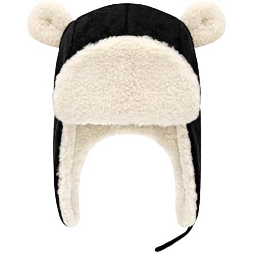 Sherpa Toddler Winter Hat with Bear Ears - Baby Boy & Girl Hats - Infant Winter Beanie