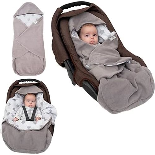 Car seat Blankets for Babies - Baby Footmuff - Carseat Swaddle Blanket - Stroller Bunting Bag for Infants - Baby Newborn Winter Gear (Grey/White)