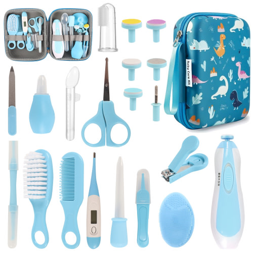 Baby Healthcare and Grooming Kit,20 in 1 Baby Grooming Kit with Baby Nail Trimmer Electric,Baby Hair Brush,Newborn Baby Essentials Must Haves Kit for Infant Boys Girls,Baby Shower Gifts-Blue