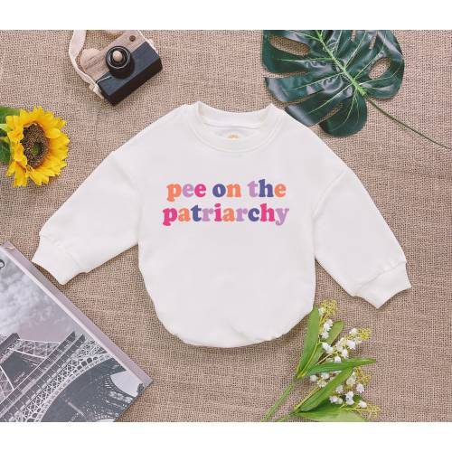 Pee On The Patriarchy Baby Romper Sweatshirt, Social Justice Romper, Female Empowerment Bodysuit, Newborn Outfit