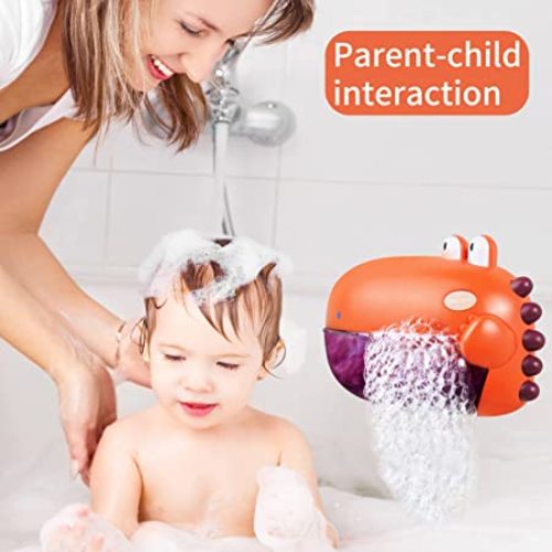 Grechi Dinosaur Bath Toys,Baby Bath Toys for The Baby Bathtub,Toddler Bath Toys Automatic Bubble Machine,Plays 12 Children’s Songs,Bath Toy Makes Great Gifts for Toddlers Age 18m+ Girl Boy - Orange
