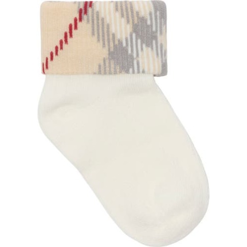 Check Trim Cotton Blend Socks, 6-9M