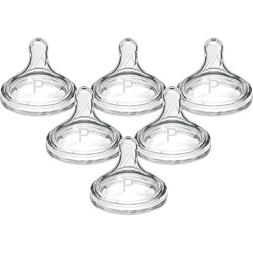 Dr. Brown's Natural Flow Preemie Flow Wide-Neck Baby Bottle Silicone Nipple, Slowest Flow, 0m+, 100% Silicone Bottle Nipple, 6 Pack