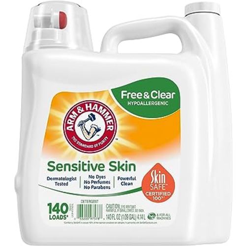 Arm & Hammer Sensitive Skin Free & Clear, 140 Loads Liquid Laundry Detergent, 140 Fl oz