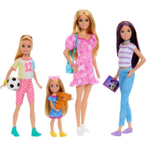 Barbie 11.7" Sister Doll Set With Clothes & Accessories, Includes Barbie, Skipper, Stacie, & Chelsea