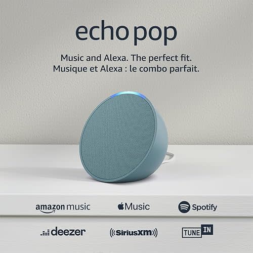 Amazon Echo Pop (newest model), Our smallest Alexa speaker, Fits in any room, Midnight Teal
