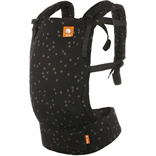 Baby Tula Discover Free-to-Grow Baby Carrier, Adjustable Newborn to Toddler Carrier, Ergonomic and Multiple Positions for 7 - 45 pounds, Black with Gray Stars