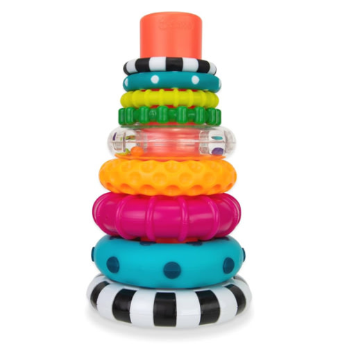 Sassy Stacks of Circles Stacking Ring STEM Learning Toy, Age 6+ Months, Multi, 9 Piece Set
