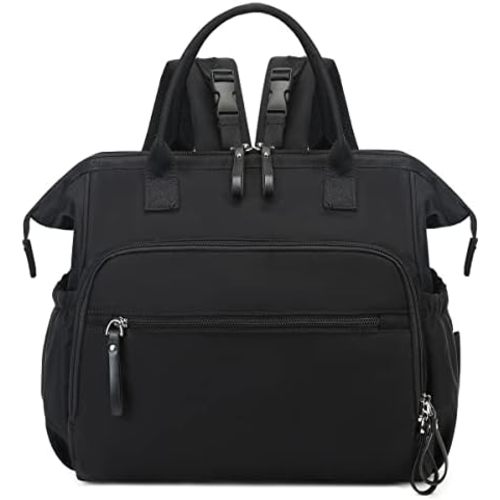Convertible Diaper Bag Tote, Wide Open Top 14 Pockets Nappy Changing Backpack with Stroller Buckle, Water-resistant