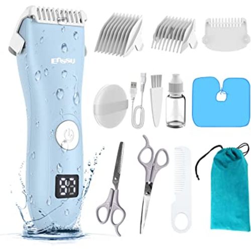 Favrison Baby Hair Clippers, Professional Quiet Hair Trimmer for Kids and Toddler, Waterproof & Rechargeable Cordless Hair Cutting Machine for Children, with LCD Display