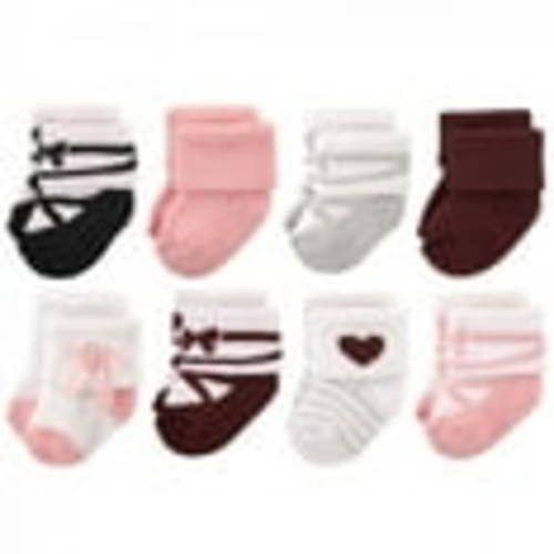 Hudson Baby Infant Girl Cotton Rich Newborn and Terry Socks, Ballet Burgundy, 6-12 Months