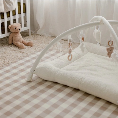 Gingham Play Mat - Latte - Large