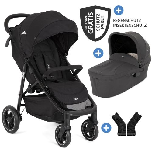 2in1 Kombi-Kinderwagen-Set Litetrax bis 22 kg belastbar mit Schieber-Ablagefach, Babywanne Ramble, Adapter &amp; Zubehör Paket - Shale