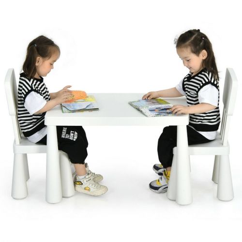 Costway Kids Table & 2 Chairs Set Toddler Activity Play Dining Study Desk Baby Gift White