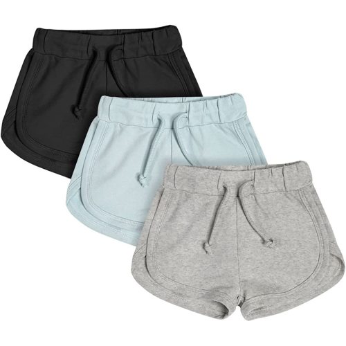 Teach Leanbh Baby Boys Girls 3 Pack Athletic Shorts Cotton Soild Color with Drawstring