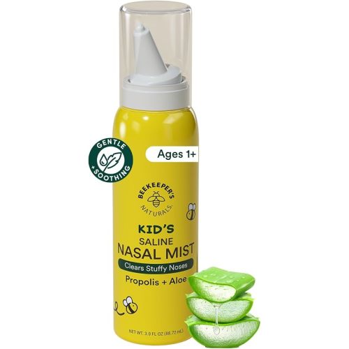 Beekeeper's Naturals Kids Saline Nasal Mist, Cleanse & Clear Sinuses 3fl oz