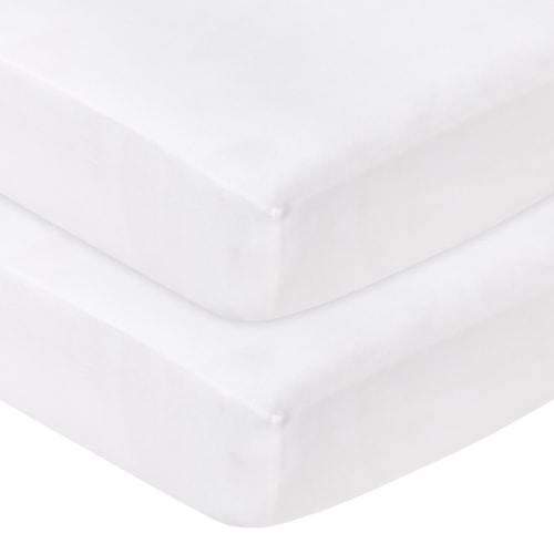 Little Star Organic 100% Pure Organic Cotton Fitted Jersey Knit Crib Sheets, 2 Pk, White/White