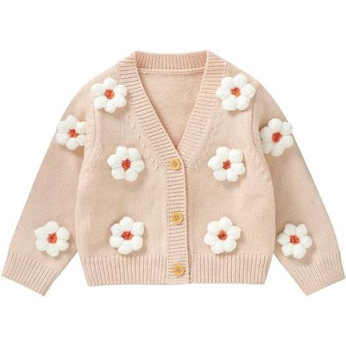 Baby Girl Cardigan Sweater Toddler Knit V-Neck Button Long Sleeve Outwear Fall Winter Clothes